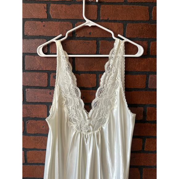 Vintage White Lace Nightgown Sleeveless Sleep Dress Large Romantic Made in USA - Picture 2 of 16